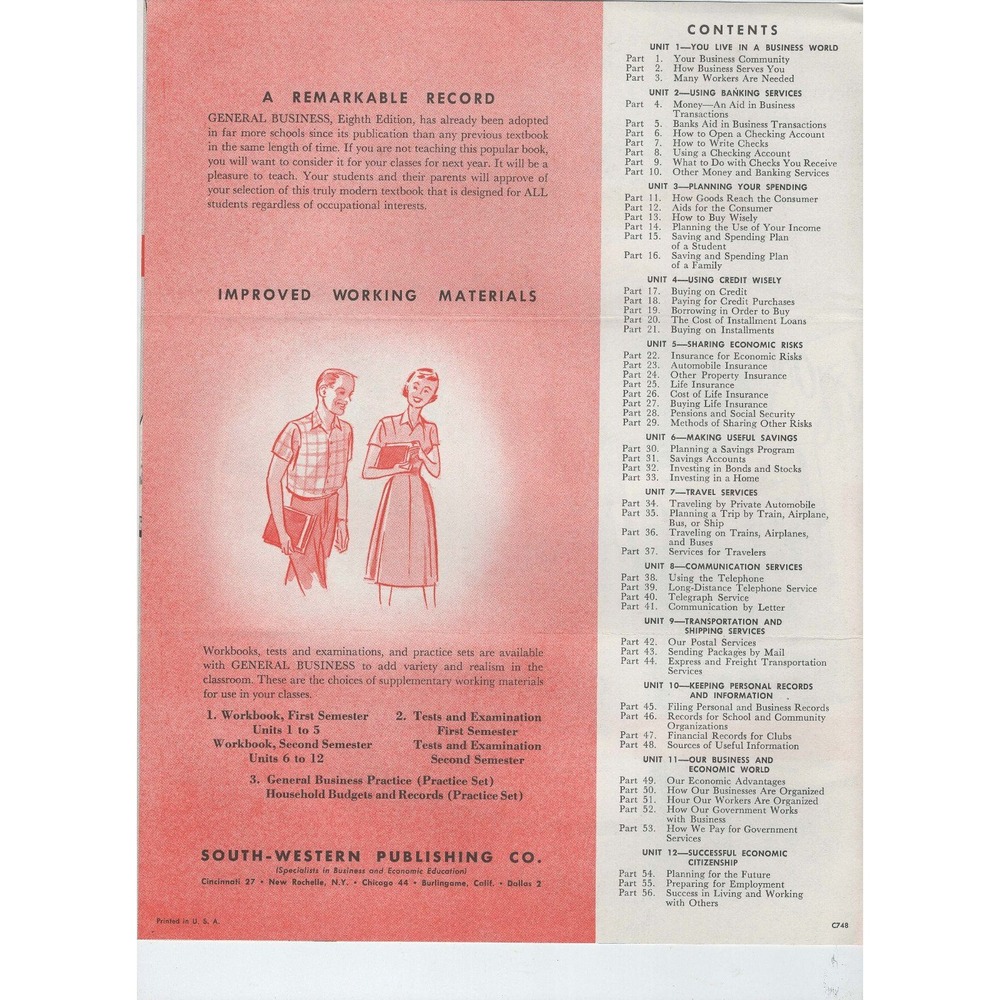Vintage 1960s South-Western Publishing General Business 8th Ed Ad Brochure - Picture 2 of 3